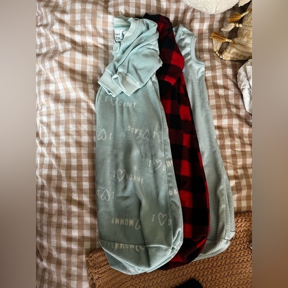 Carter's Other - Carter’s Cozy Baby Sleep Sacks in Mint and Red Plaid Size 0-3 Months